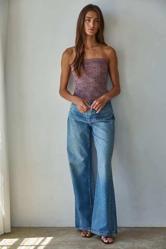Knit Modal Nylon Spandex Seamless Jacquard Tube Top