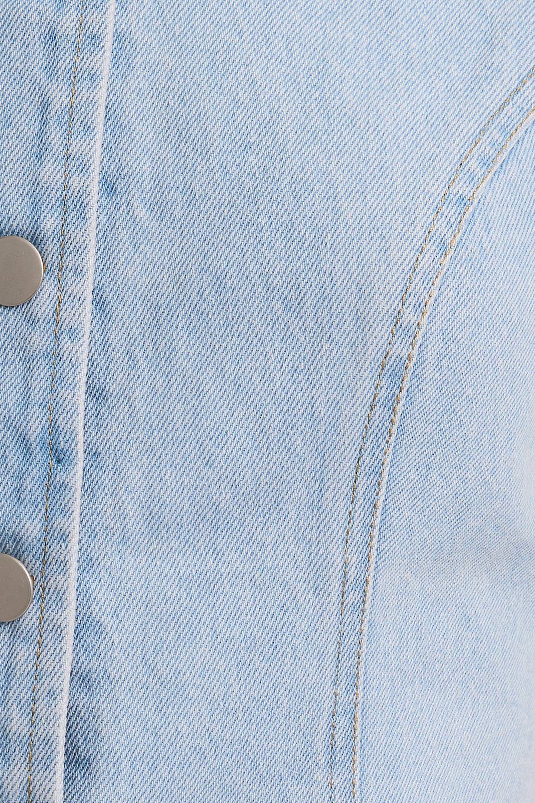 Button Front Sleeveless Light Denim Top