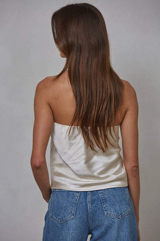 Woven Polyester Spandex Satin Tube Top
