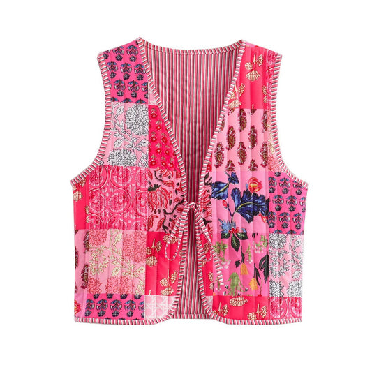 Quilt front tie vest