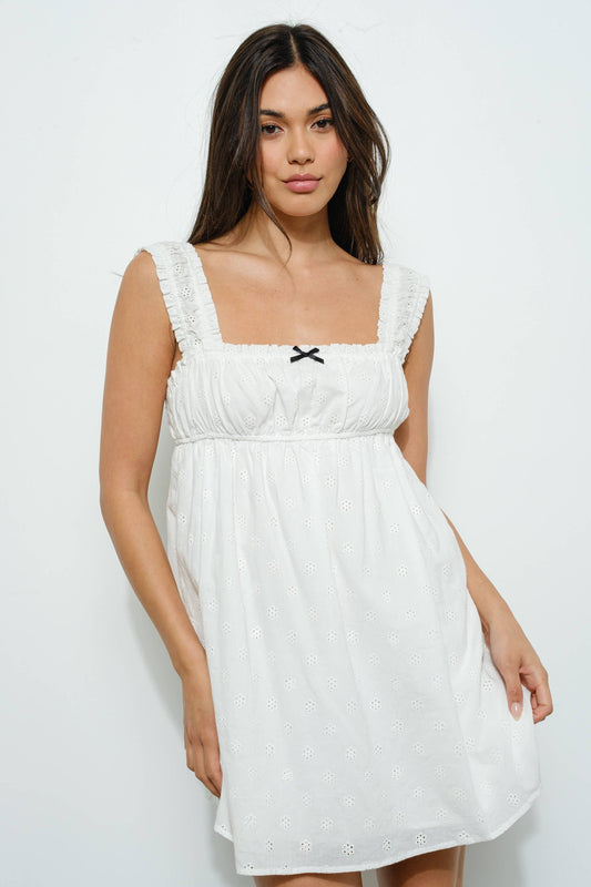 Eyelet White Babydoll Dress