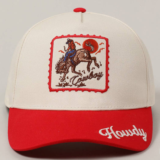 Detailed Cowboy Horse Embroidery Two-Tone Cap