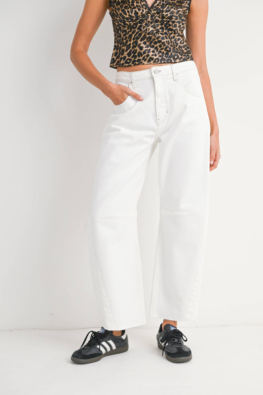 Off White Barrel Jean w/ Seams