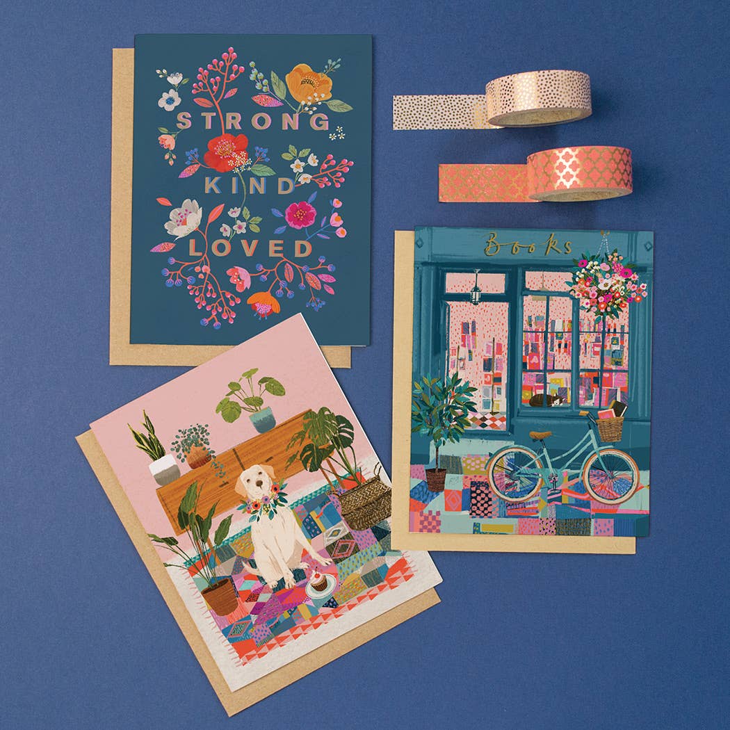 Bookstore Birthday Card: Card with Envelope and Cello Jacket