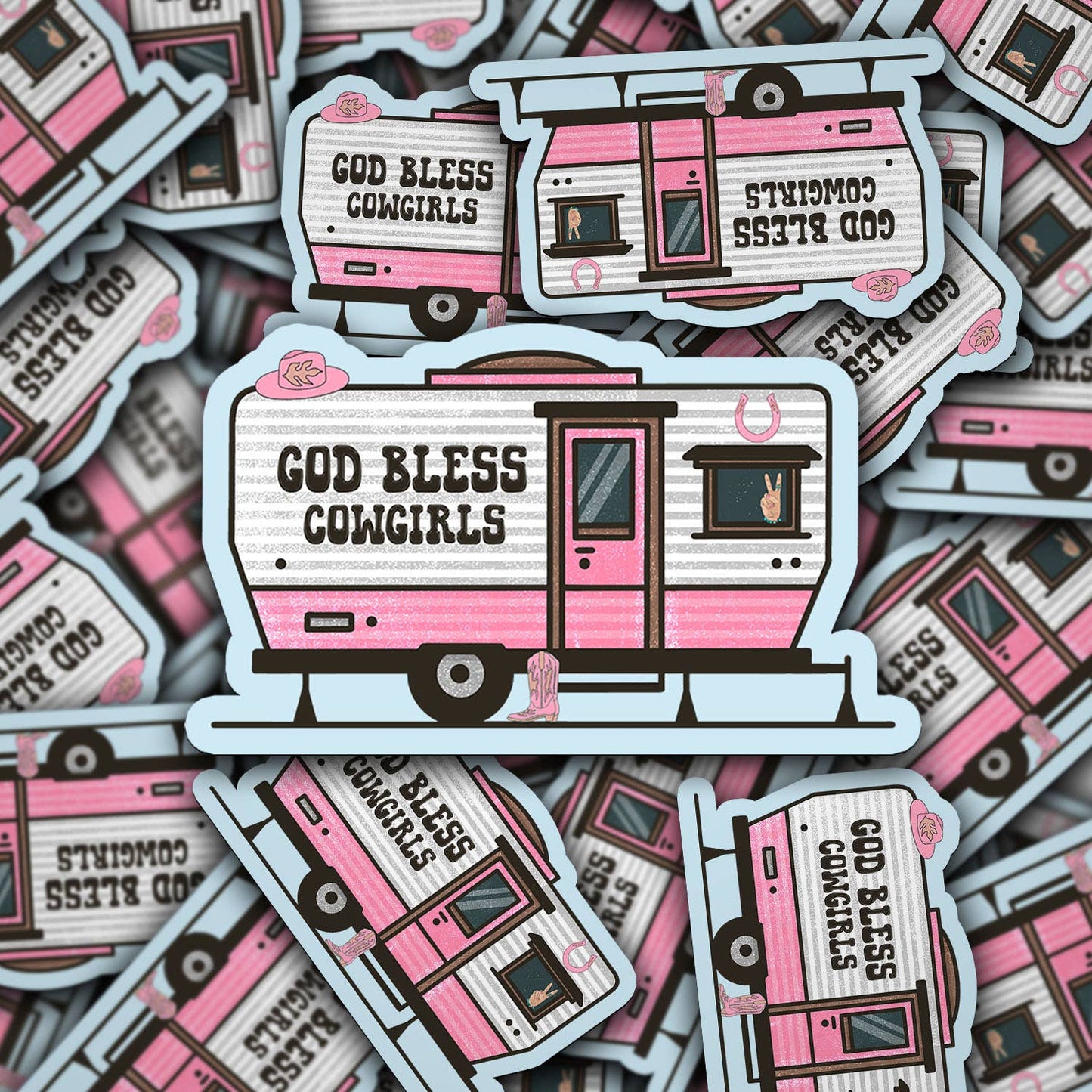 Vinyl Decal God Bless Cowgirls Trailer
