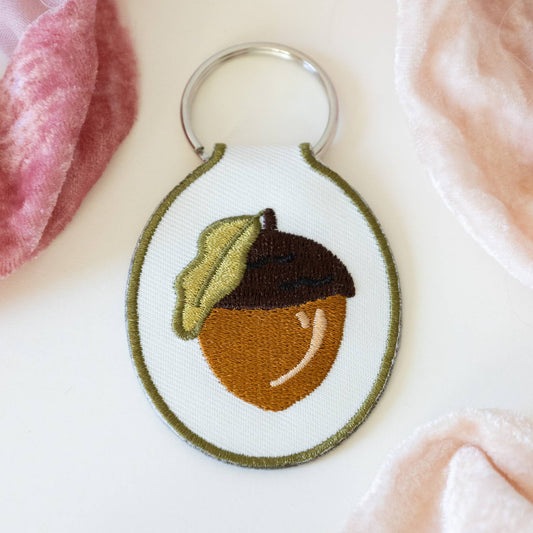 Acorn Embroidered Keychain