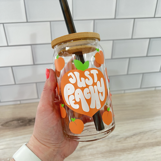 Just Peachy Can Glass Cup-16oz
