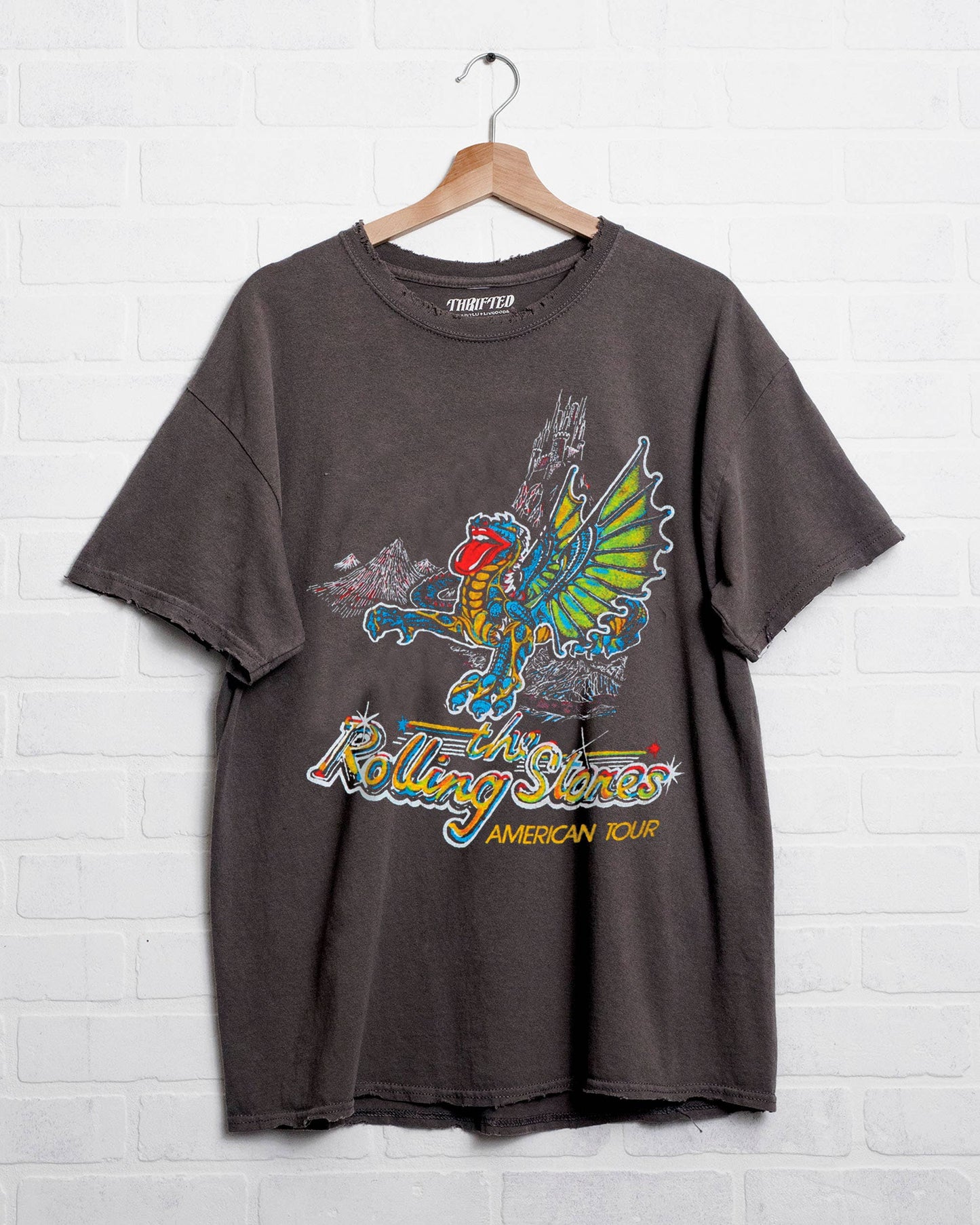Rolling Stones USA Dragon Tour Charcoal Thrifted Tee