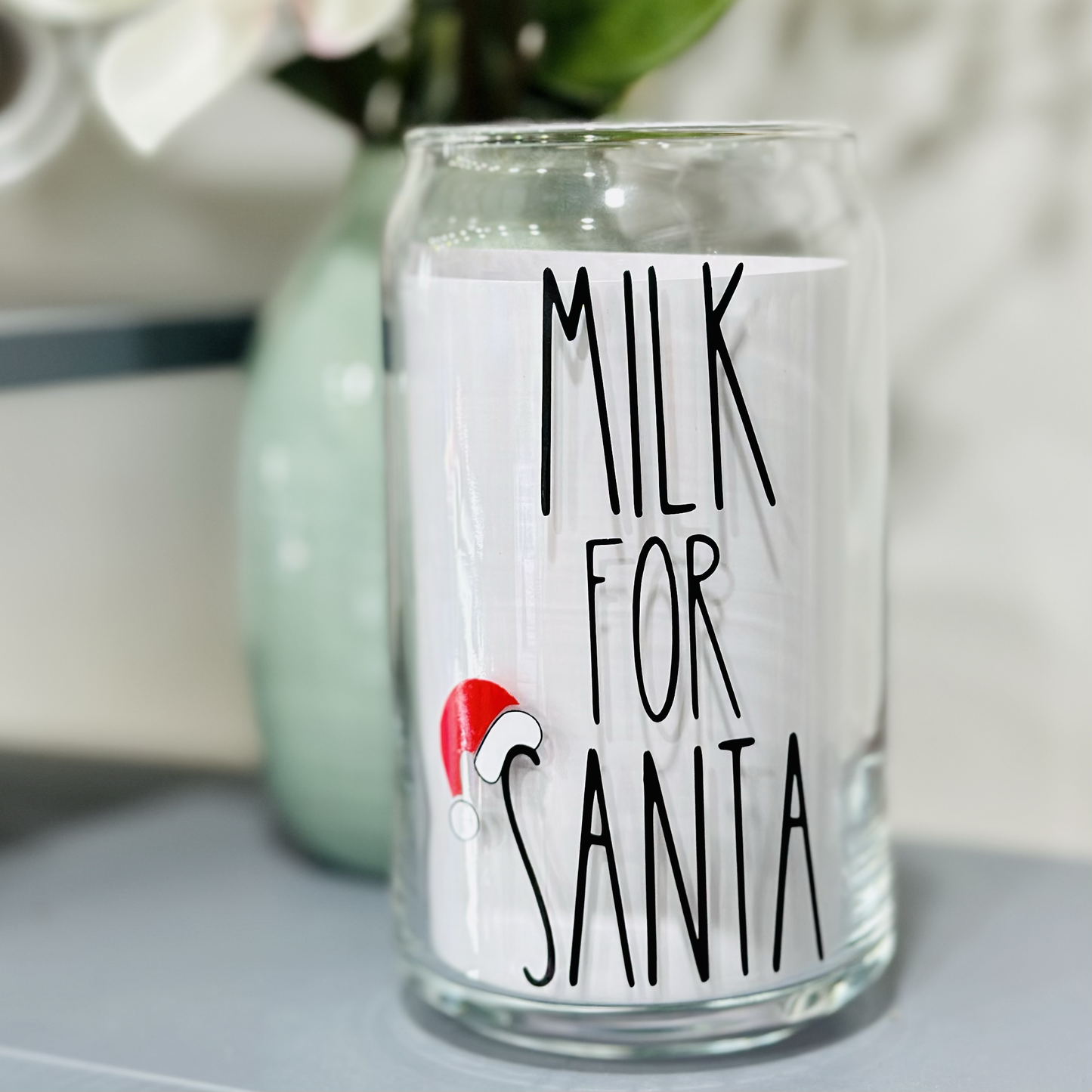 Milk for Santa Christmas Can Glass Cup-16oz