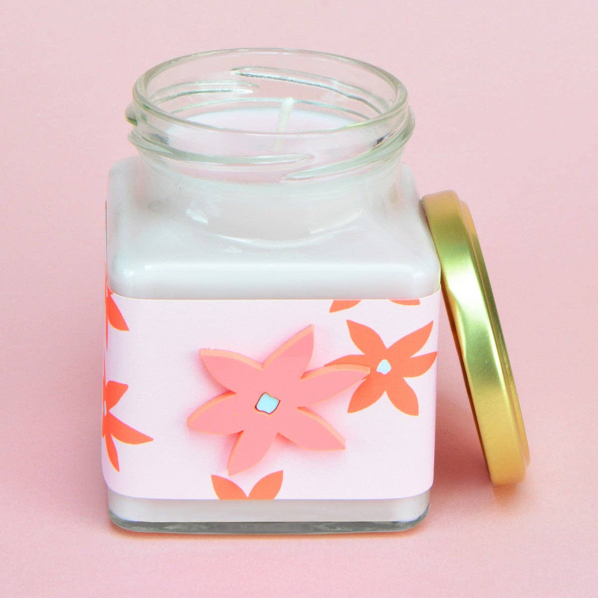 Sicilian Lemon & Mint Green & Pink Acrylic Flower Candle