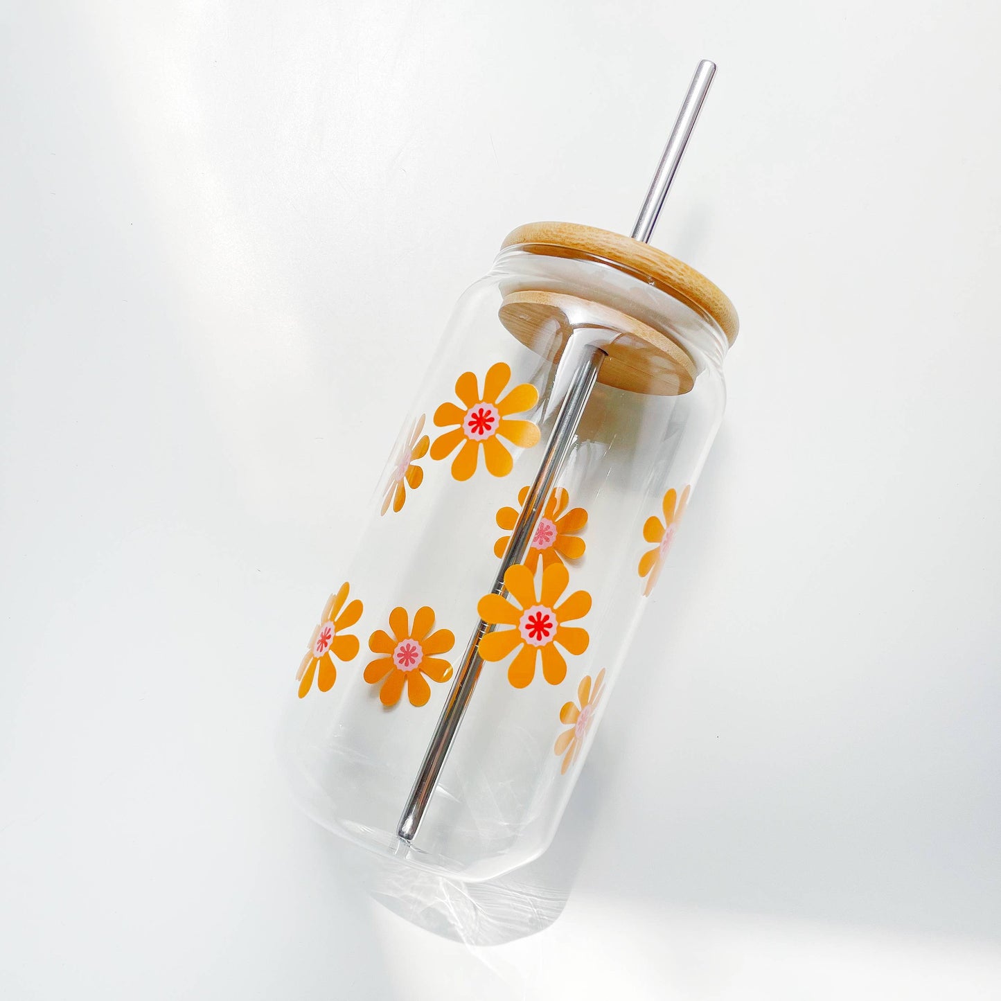 Groovy Flower Classic Glass Cup- 16oz