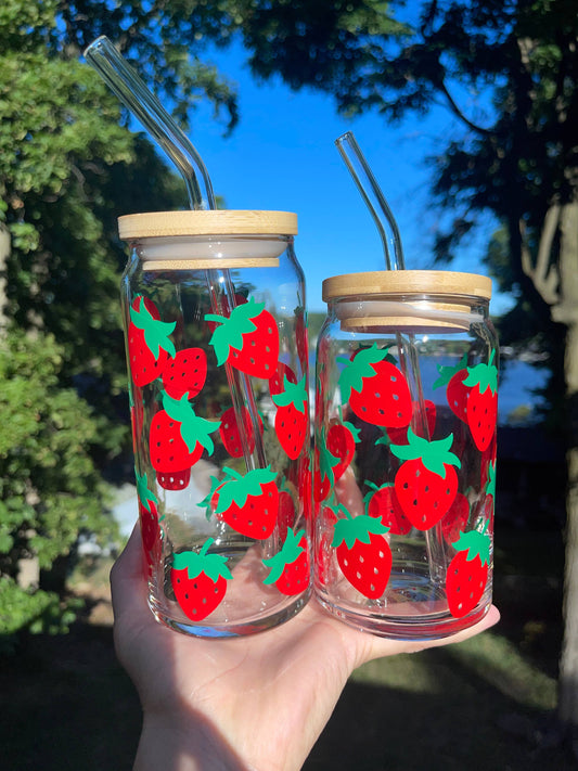 Strawberry Beer Can Glass-20oz