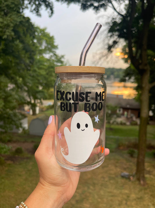 Excuse Me But Boo Beer Can Glass-16oz
