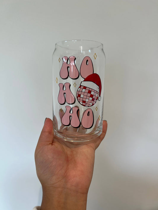 Ho Ho Ho Retro Can Glass Christmas Cup-16oz