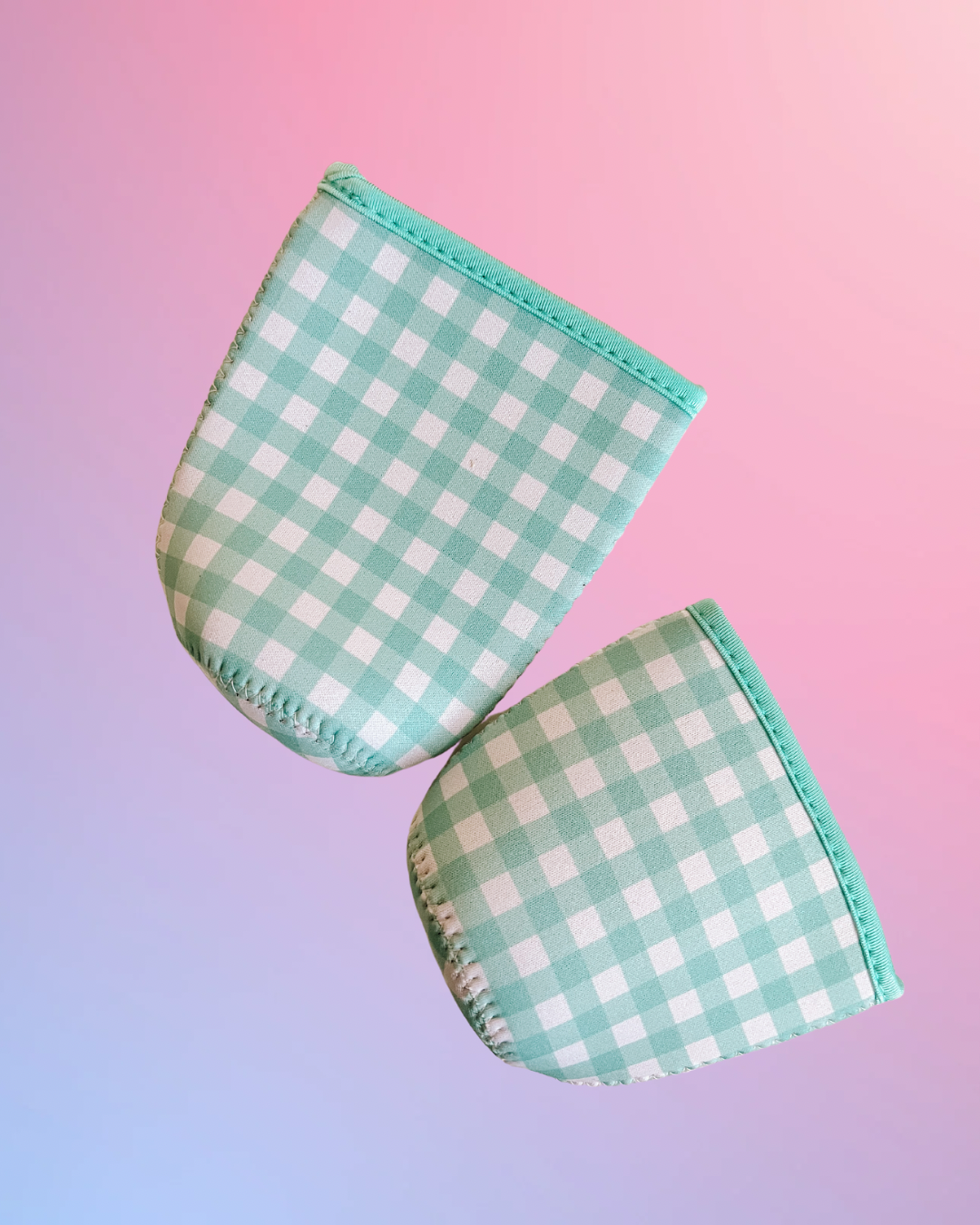 Mint Gingham Iced Coffee Sleeve: Small (16-18oz)
