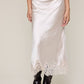 Satin Mono Tone Elastic Waist Lace Midi Skirt
