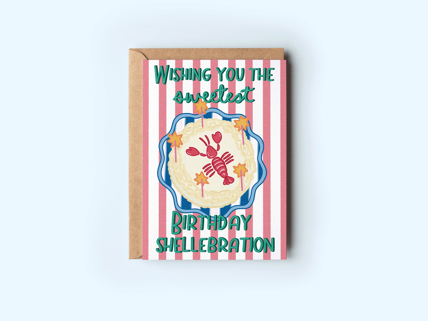 Sweetest Birthday Shellebration Lobster Cake Greeting Card