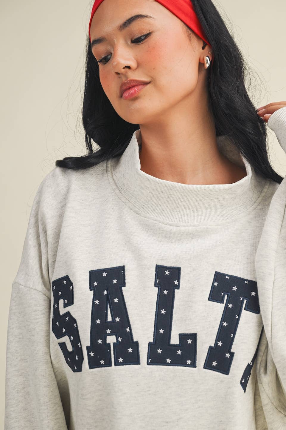 Salty Stars Oversized Mock Neck Sweatshirt