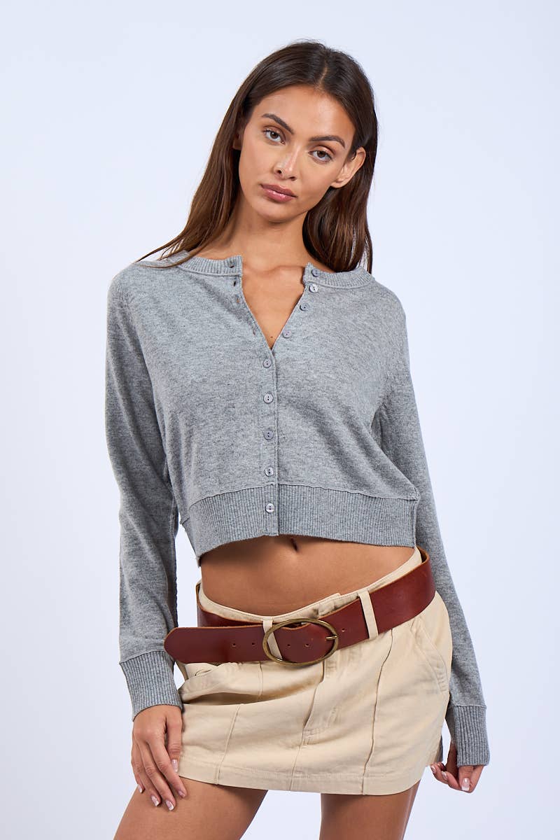 Boat Neck Button Knit Sweater