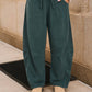 SMOCKED WAIST DRAWSTRING BARREL LEG SWEATPANTS