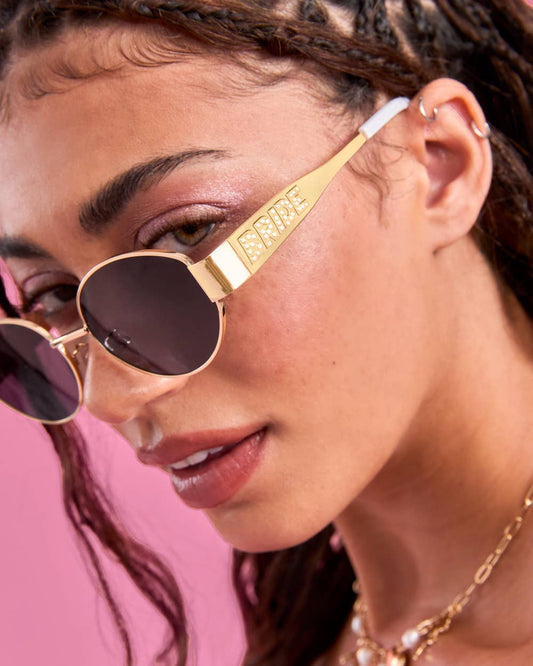 Golden Bride Sunnies - pearl embossed sunglasses, bride accessories, bachelorette