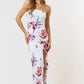 Floral Print Asymmetrical Ruffle Tube Dress