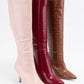 Croc Pattern Patent Finished Pointed Heel Boot