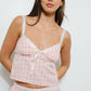 Pink Lace Trim Plaid Cami