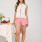 Lace Front Tie Sleeveless Blouse
