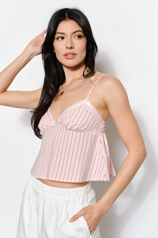 Taylor Lace Trim Striped Cami