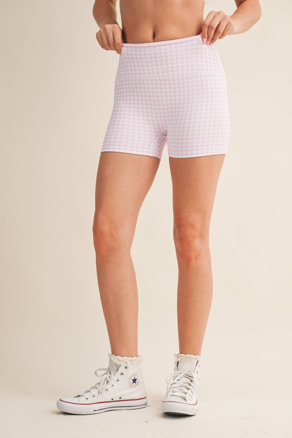 Gingham Print Biker Shorts