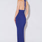 Halter Ruched Maxi Dress W/ Golden Embellishment