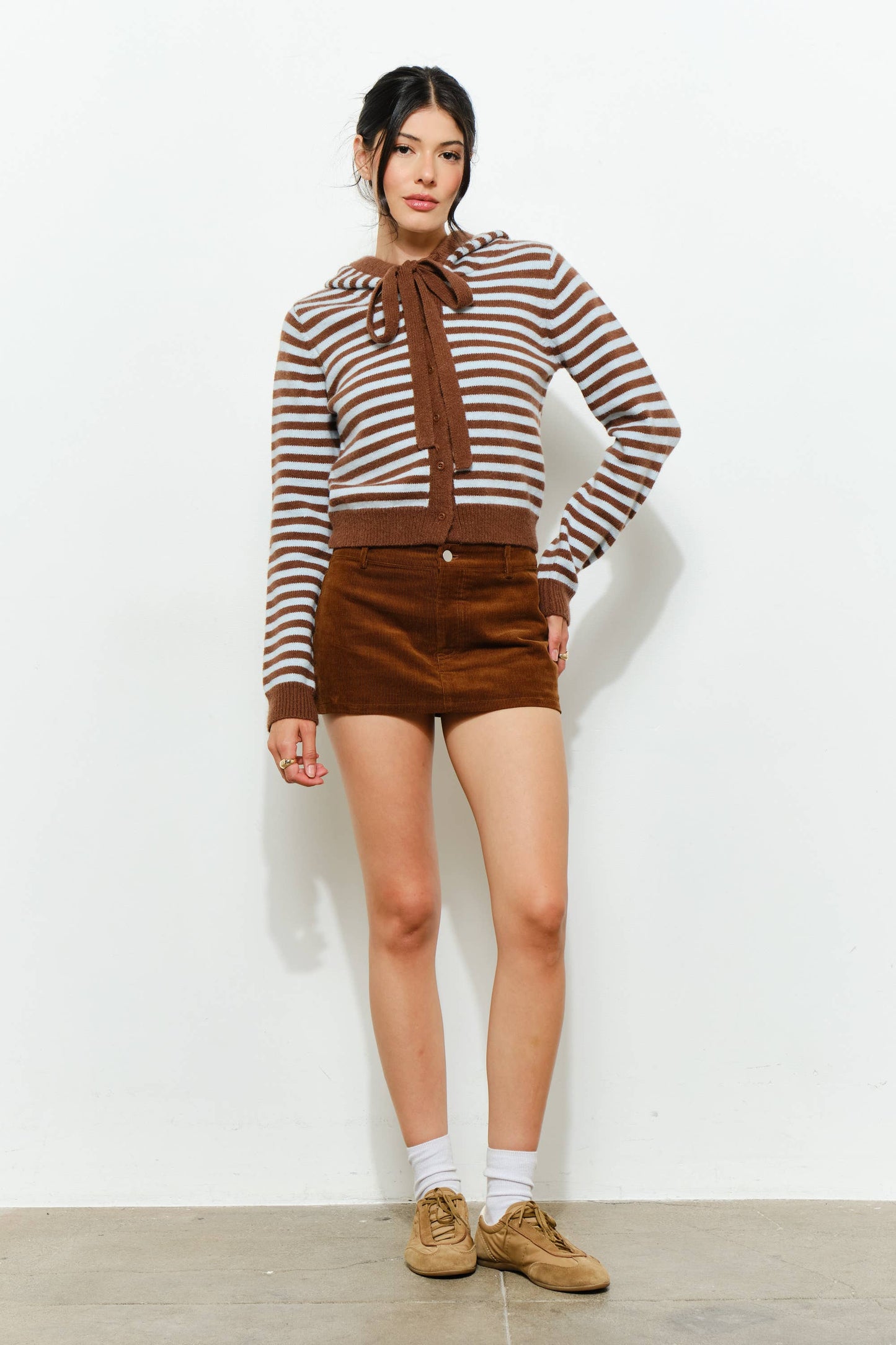 Stripped Hoodie Cardigan