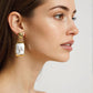 Jacques 18K Gold Non-Tarnish Square Pearl Earring
