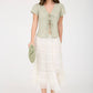 SCALLOPED EMBROIDERED FRONT TIE LACE TOP