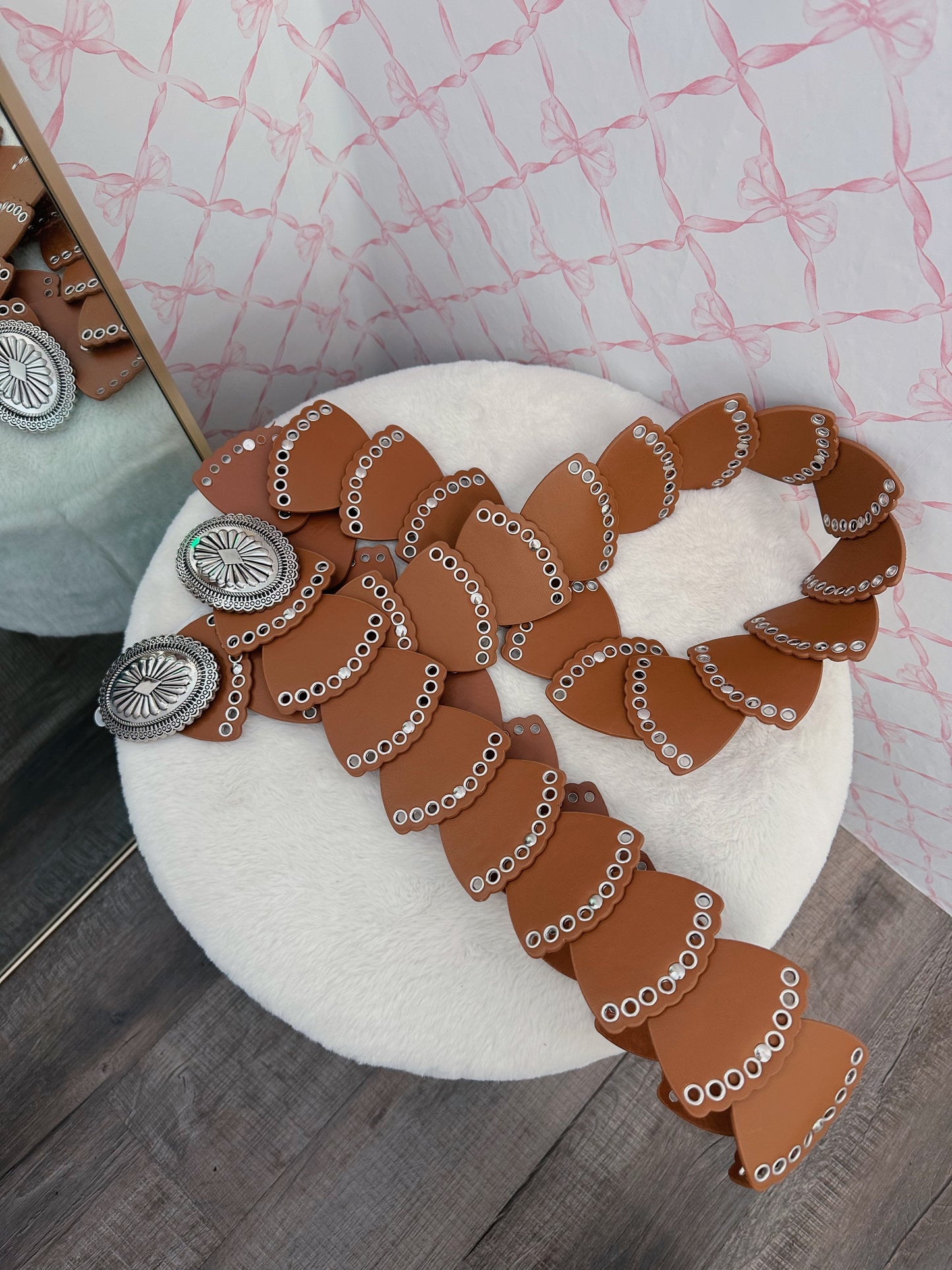 Brown Silver Chunky Belt