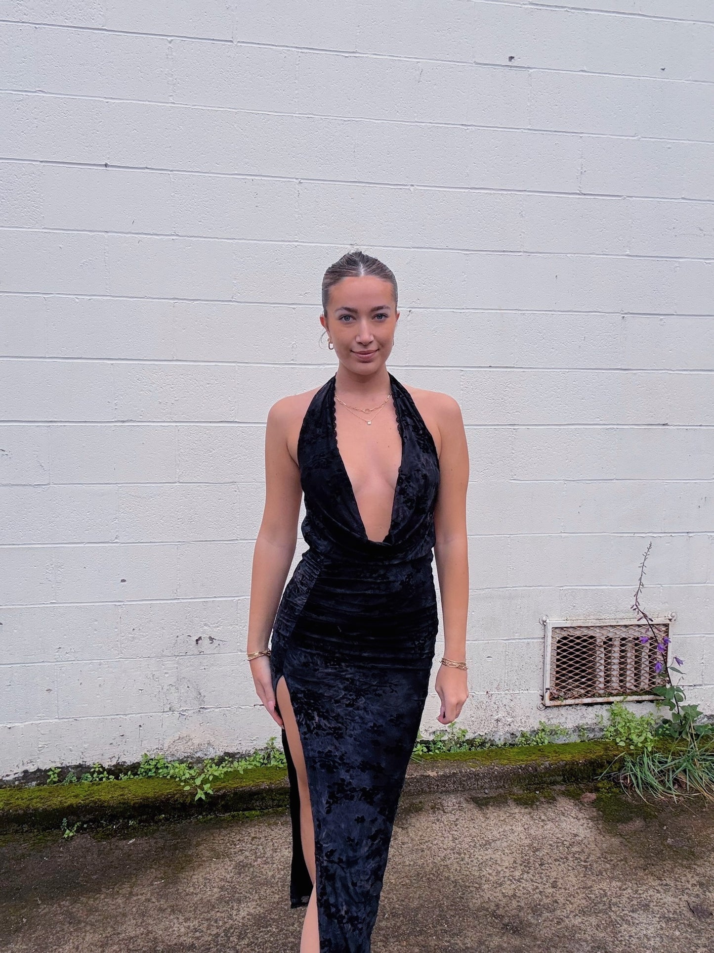 Black Cowl Neck Maxi Dress