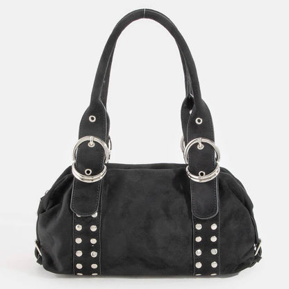 Grommet Accent Suede Hand Bag