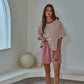Cotton Striped Short Sleeve Crew Neck Top