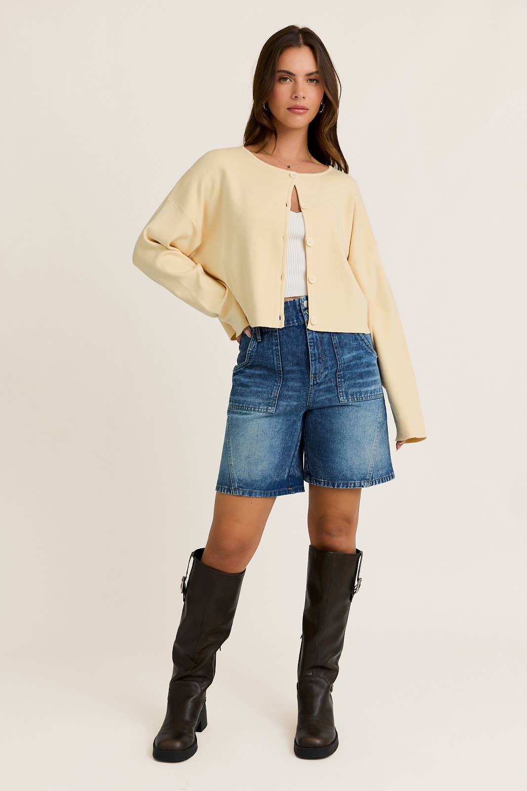 Round Neck Sweater Cardigan