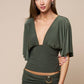 Plunging Short Sleeve Fitted Top