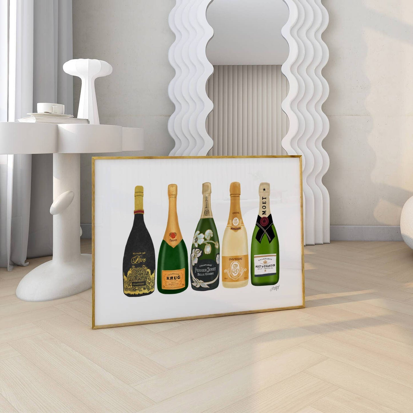 Champagne Bottles Illustration - Art Print