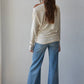 Cream Asymmetric Long Sleeve
