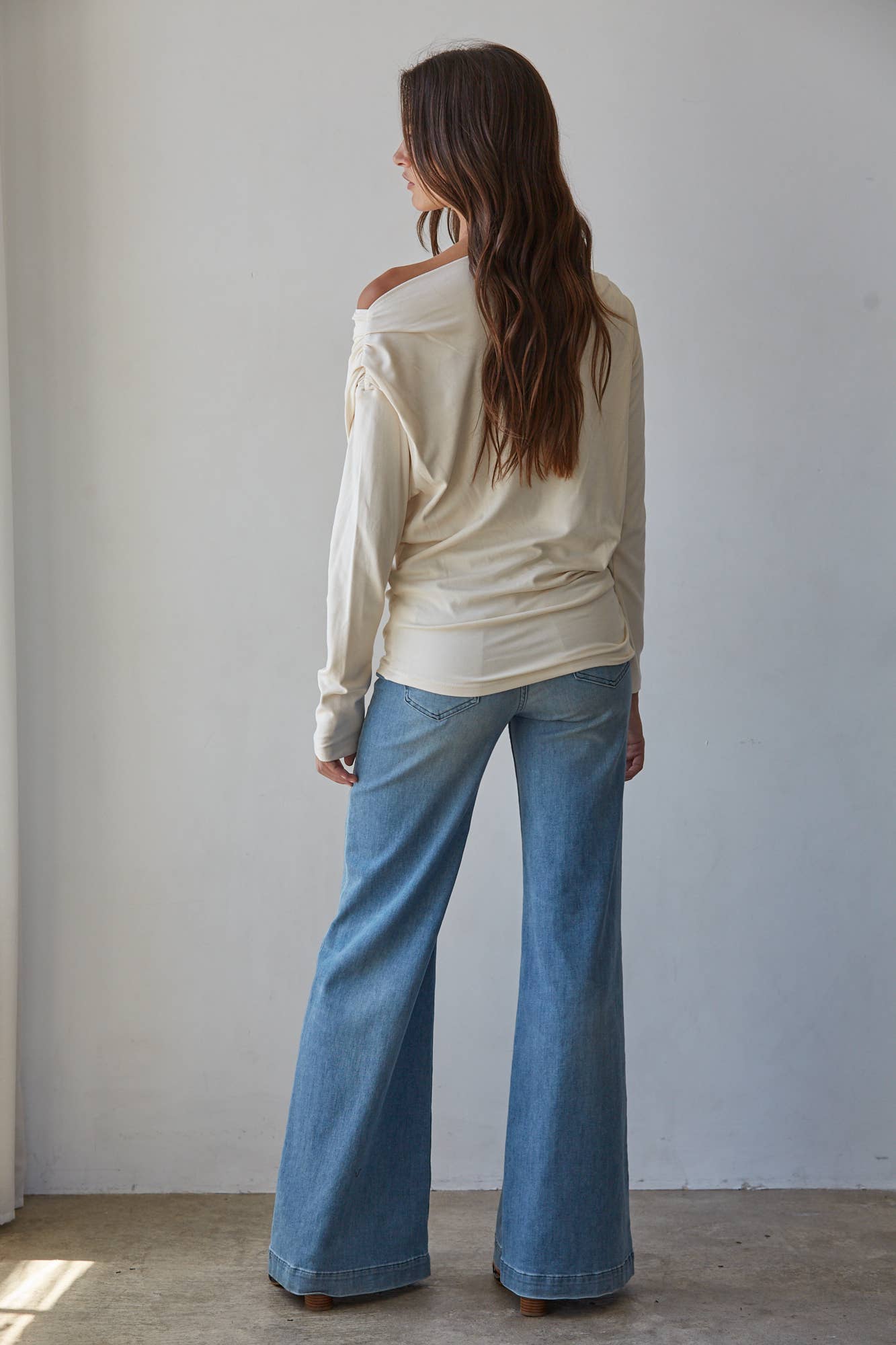 Cream Asymmetric Long Sleeve