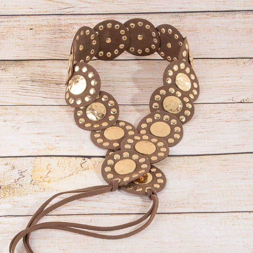 Concho Disc Link Vegan Leather Belt