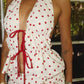Polka Dot Halter Top with Tie Back