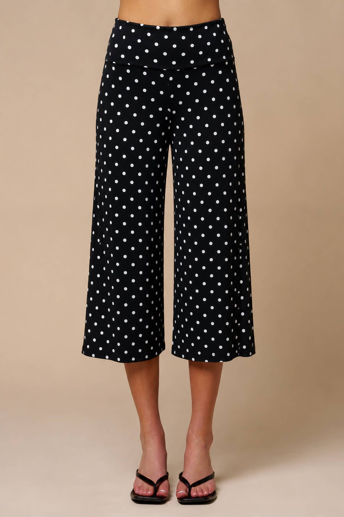 Polka Dot Foldover Crop Pants
