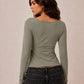 WRAP PLUNGE LONG SLEEVE TOP