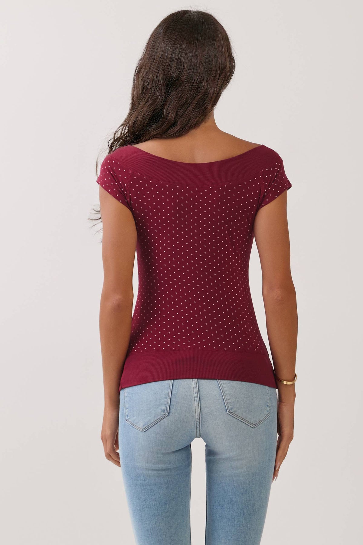 Polka Dot Boat neck Top