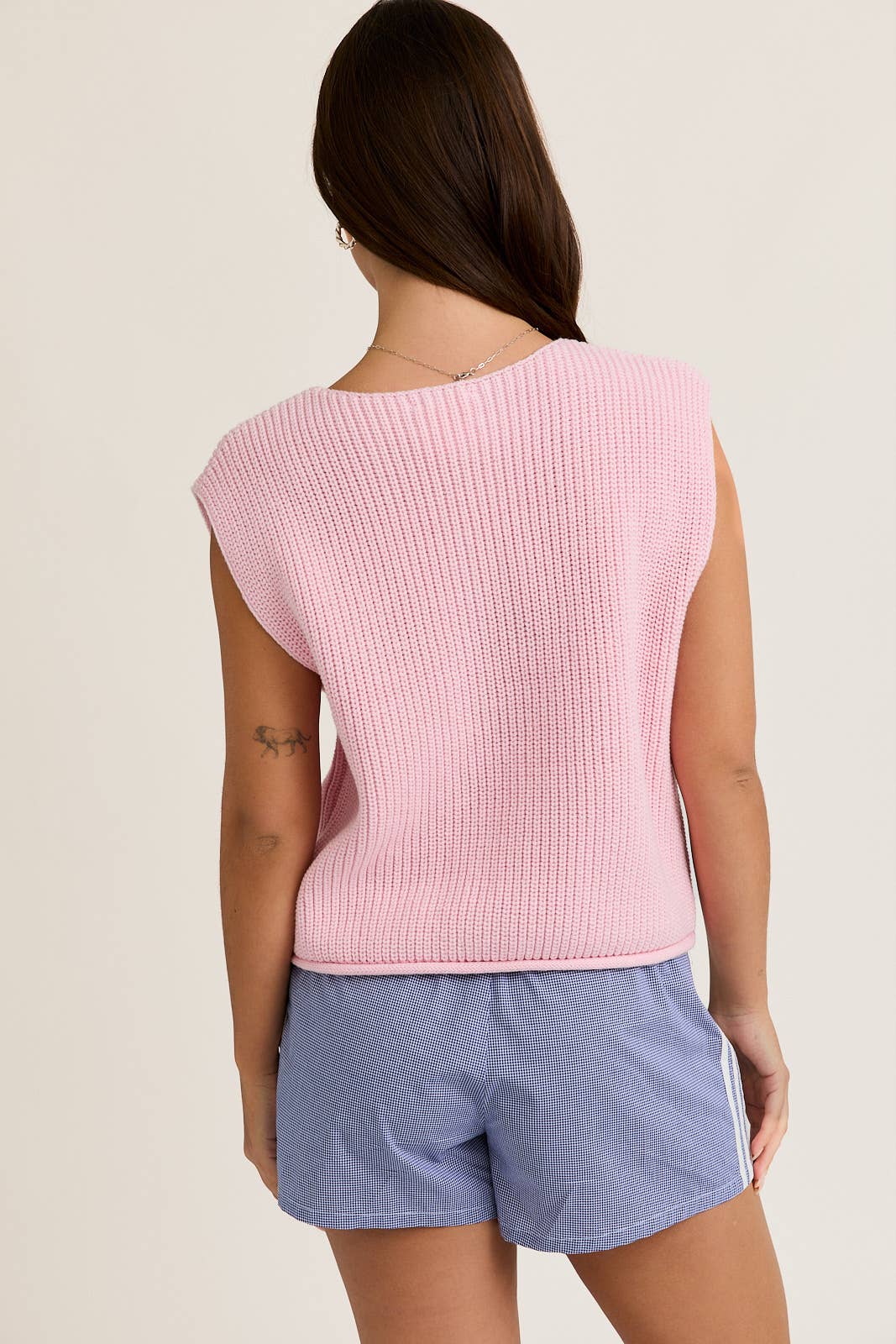 Pink Button Knit Sweater Vest